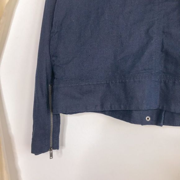Banana Republic Zip Front Moto Jacket Navy Linen - Picture 8 of 8